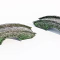Two Traditional Moss Covered Stone Arch Landscape Bridges With Curved Design