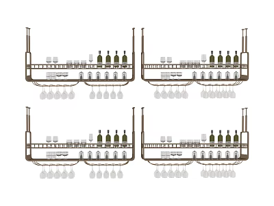 Home Essentials Wine Rack With Hanging Glasses And Wine Bottle Storage 3d model