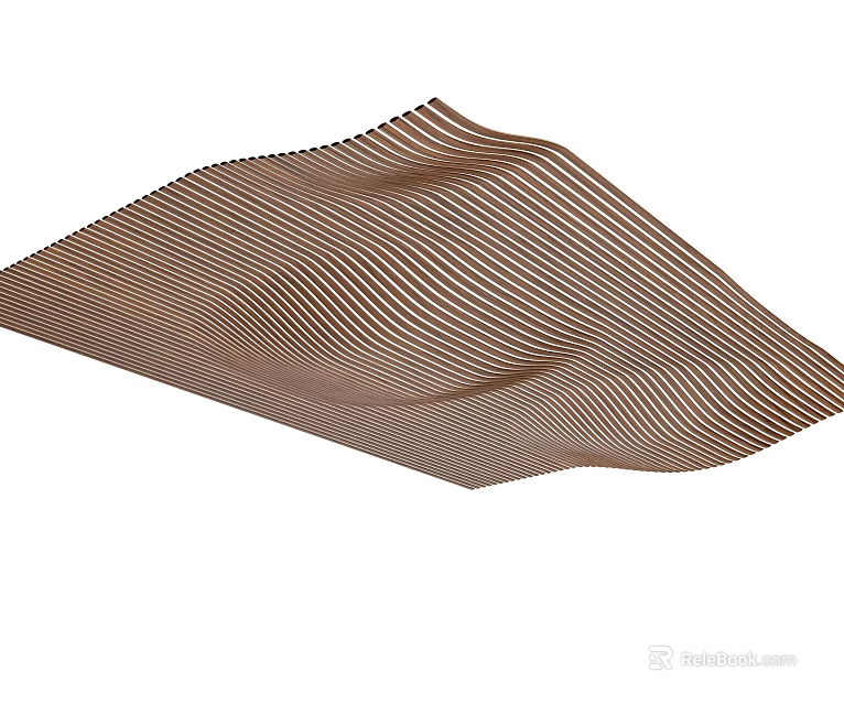 Modern Wavy Brown Ceiling Design With Black And White Stripes For Interior 3d model 