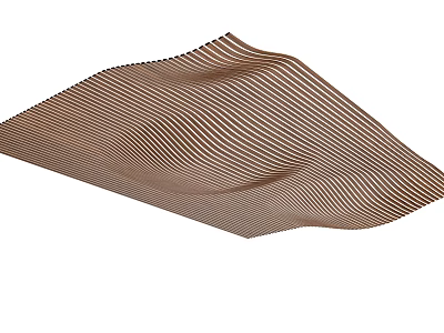Modern Wavy Brown Ceiling Design With Black And White Stripes For Interior 3d model