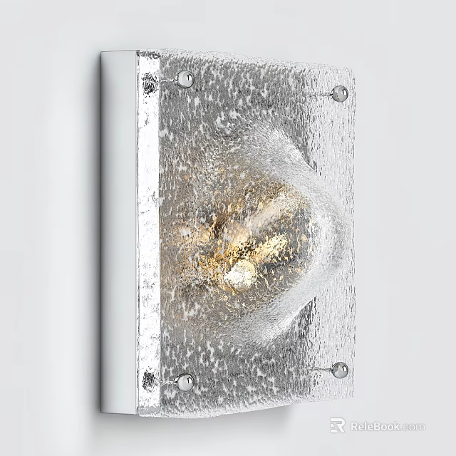 Modern Transparent Textured Glass Wall Light With Golden Illuminated Center Mounted On Wall 3d model 