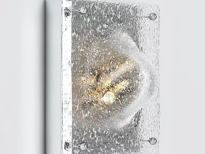 Modern Transparent Textured Glass Wall Light With Golden Illuminated Center Mounted On Wall 3d model