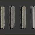 Four Concrete Curbs With Different Colors And Surface Markings On Dark Background