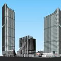 Modern Commercial Complex With Open Plaza Green Spaces And Connecting Walkways