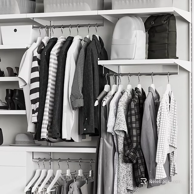 Functional Entryway Hallway Storage With Clothes Bags And Shoe Rack 3d model 