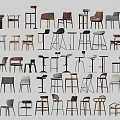 Various Modern Bar Stools With Diverse Designs Materials And Color Options 3d model