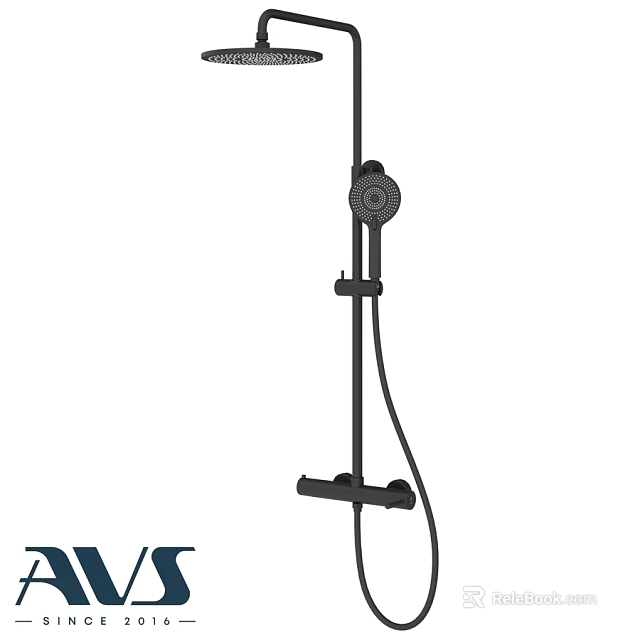Modern Black Shower Faucet with Handheld Showerhead and Control Knob 3d model 