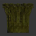 Cylindrical Architectural Structure With Green Moss Covered Textured Surface And Circular Top Platform
