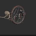 Fantasy Military Vehicle With Skull Horns Chains Gears And Spiked Circular Design