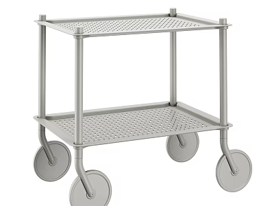 Commercial Stainless Steel Two Tier Rolling Cart With Mesh Shelves And Wheels 3d model