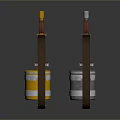 Mechanical Weapons With Golden And Silver Bodies Brown Straps And Red Metallic Bases Design