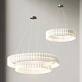 Modern Minimalist White Circular Chandelier With Layered Striped Design And Soft Warm Glow