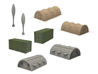 Various Types Of Public Facilities Including Container Structures Tent Shelters And Arched Buildings 3d model