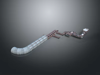 Modern Architecture Complex Design With Elongated Curved Structure And Connected Buildings 3d model