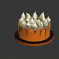 Halloween Themed Orange Cake With Chocolate Drizzle And White Ghost Toppings
