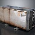 Rusty Outdoor Air Conditioner Unit With Weathered Metal Surface And Grille