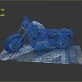 Classic Silver and Black Motorcycle with Large Tires on Brick Platform 3d model