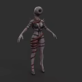 Mysterious Aquatic Animal 3D Model With Single Eye Red Tentacles And Humanoid Figure