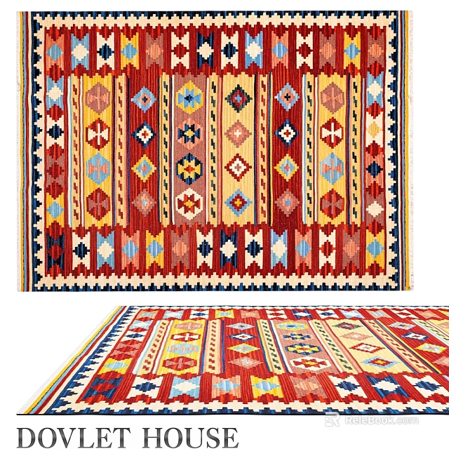 Vibrant Decorative Square Carpet With Colorful Geometric Patterns And Intricate Designs 3d model 