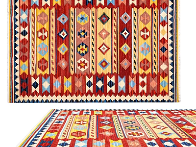 Vibrant Decorative Square Carpet With Colorful Geometric Patterns And Intricate Designs 3d model