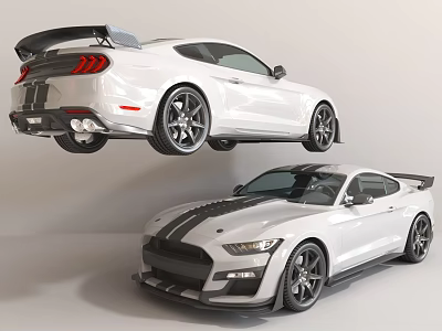 Hyundai Mustang Car sports car Tire Tail Light Headlight Displacement Glass Wheel 3d model