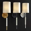 Modern Gold Metal Wall Lamp With White Fabric Shade And Elegant Design Details