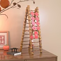 Decorative Ornament Set With Hanging Bamboo Ladder Red Fortune Characters And Peace Themed Decor