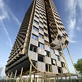 Elegant Modern Hotel Building With High Rise Glass Facade And Unique Design