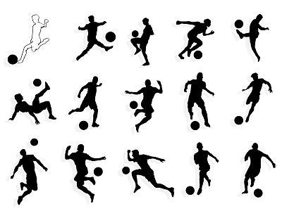 Dynamic Soccer Player Silhouettes Showing Various Action Poses With Football Different Movement Styles 3d model