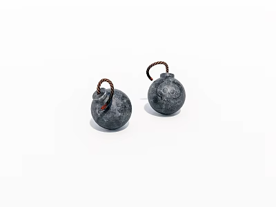 Military Weapons Featuring Two Hand Grenades With Fuse On White Background 3d model