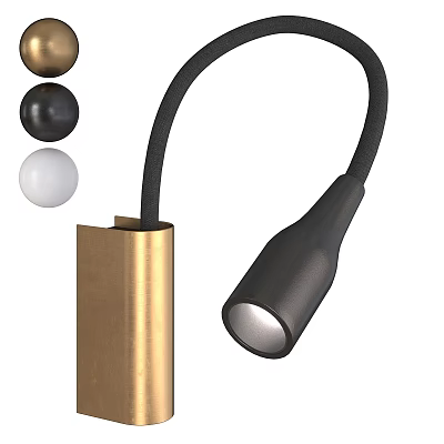 Modern Table Lamp With Golden Base Black Flexible Arm And White Accents 3d model