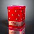 Red Metal Commercial Tea Storage Tin With White Polka Dots Design