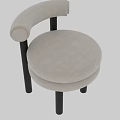Modern Single Chair With Beige Rolled Back Upholstered Round Seat And Black Legs