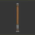 Decorative Wooden Column With Carved Details And Metal Top And Base