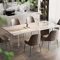 Elegant Modern Dining Table With Marble Top Gray Chairs And Glass Legs In Bright Interior