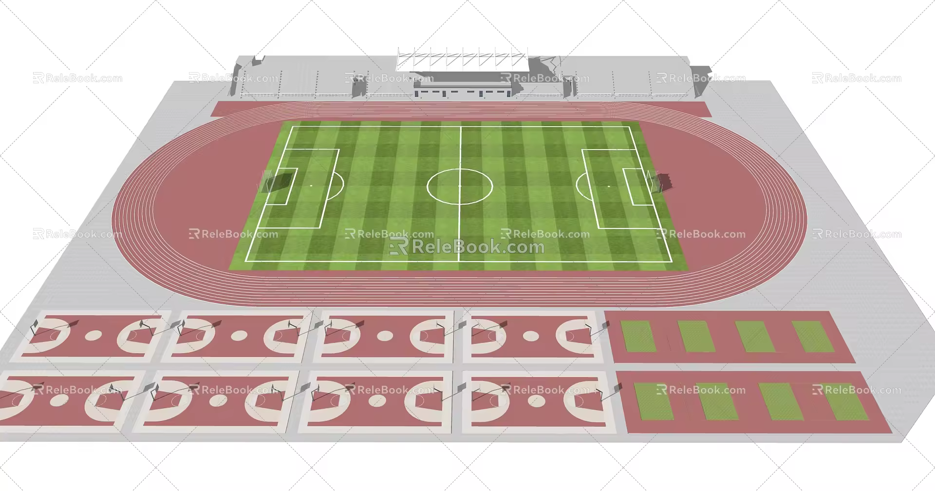 modern football field football field playground 3d model