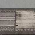 Square Rugs In Neutral Colors With Striped Textured Designs And Fringed Edges On Wooden Floor
