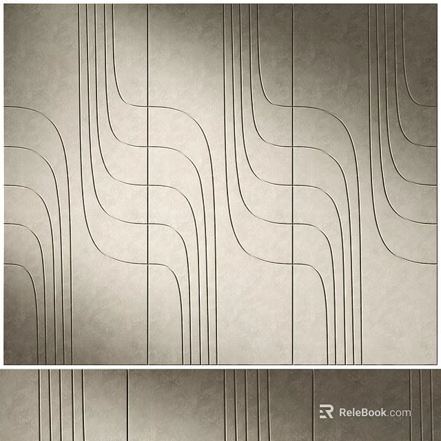 Modern Decorative Background Wall Featuring Curved Lines And Neutral Textured Surface Design 3d model