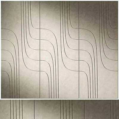 Modern Decorative Background Wall Featuring Curved Lines And Neutral Textured Surface Design 3d model