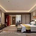 Spacious Modern Hotel Room Interior With Double Bed Large Window And Flat Screen TV