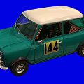Vintage Green Mini Car With White Roof And Number 144 Decal