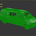 White Used Van With Broken Windshield And Worn Exterior Body Details 3d model