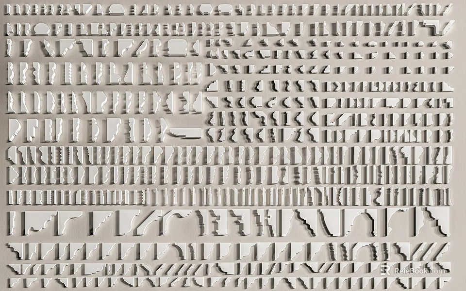 Decorative Gypsum Moldings With Various Ornate Patterns And Intricate Design Styles 3d model 