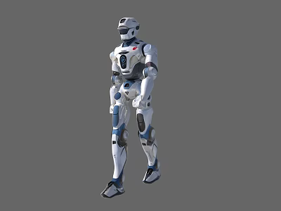 Industrial Robot With White And Blue Mechanical Design For Automation Tasks 3d model