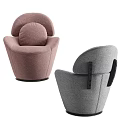 Modern Pink And Gray Fabric Single Sofa With Unique Rounded Backrest Design 3d model