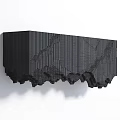 Black Wall Mounted Console Cabinet with Vertical Slats and Irregular Base Design 3d model