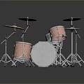 Copper Metal Drum Set With Cymbals And Stands For Home Use