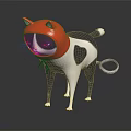 Cat Shaped Doll With Black And White Body Red Helmet And Ring On Tail