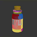 Transparent Glass Bottle With Cork Stopper White Label And Black Granules Inside