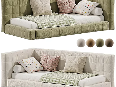 Cozy Kids Bed With Soft Pillows And Multiple Color Options For Bedroom 3d model